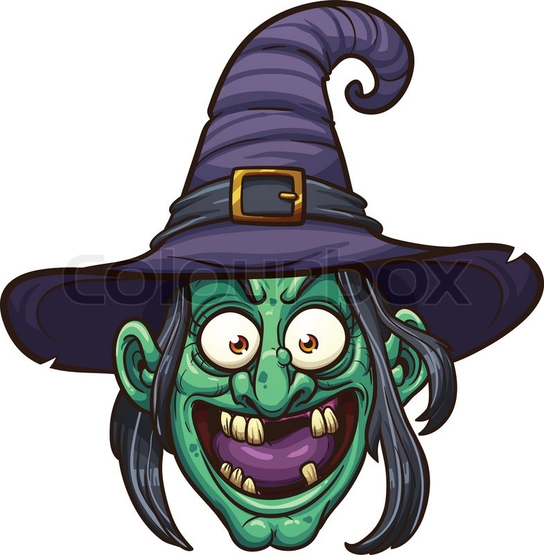 785x800 Cartoon Witch Face. Vector Clip Art Illustration With Simple