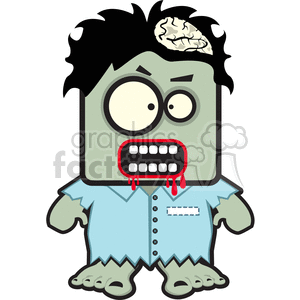 300x300 Royalty Free Cartoon Zombie With His Brain Showing 383502 Vector