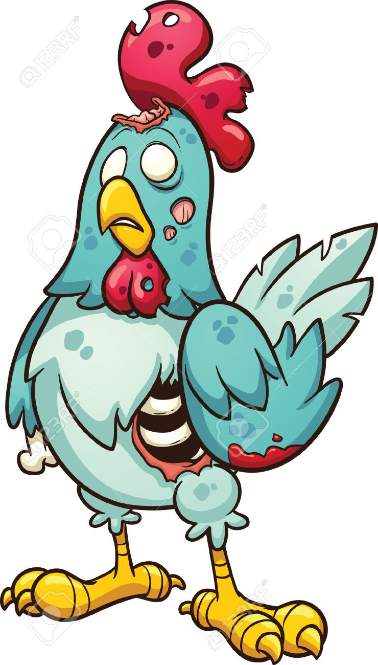 740x1300 Cartoon Zombie Chicken Vector Clip Art Illustration With Simple
