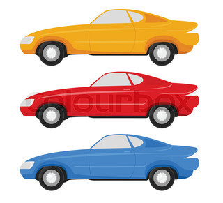 320x291 Six Cartoon Cars In Different Color Palettes Stock Vector