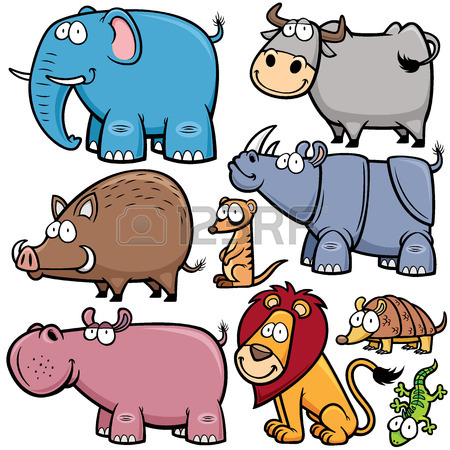 450x450 Vector Illustration Of Wild Animals Cartoons Royalty Free Cliparts