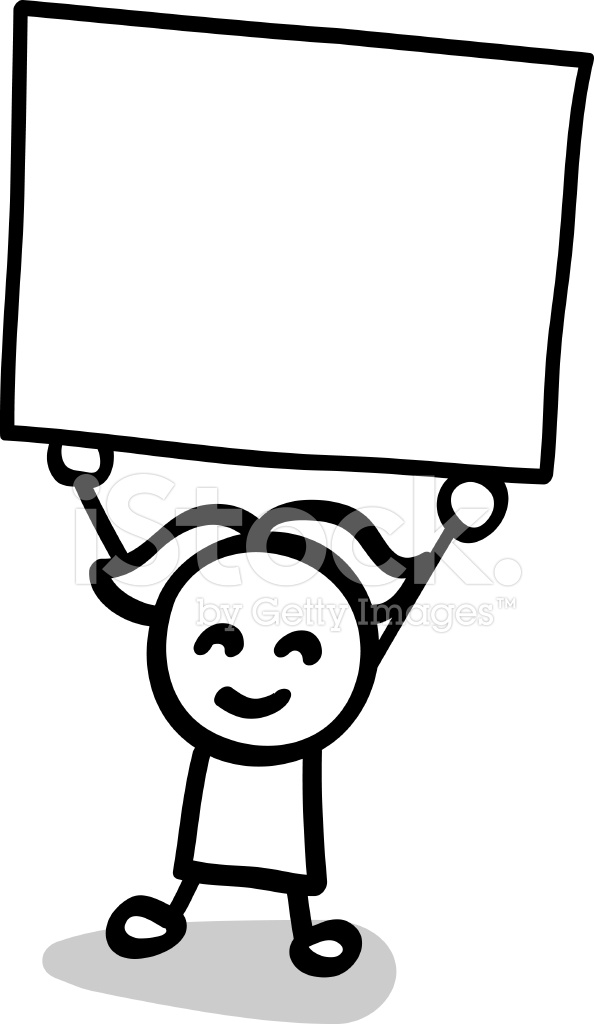 594x1024 Lineart Kid With Banner Cartoon Stock Vector