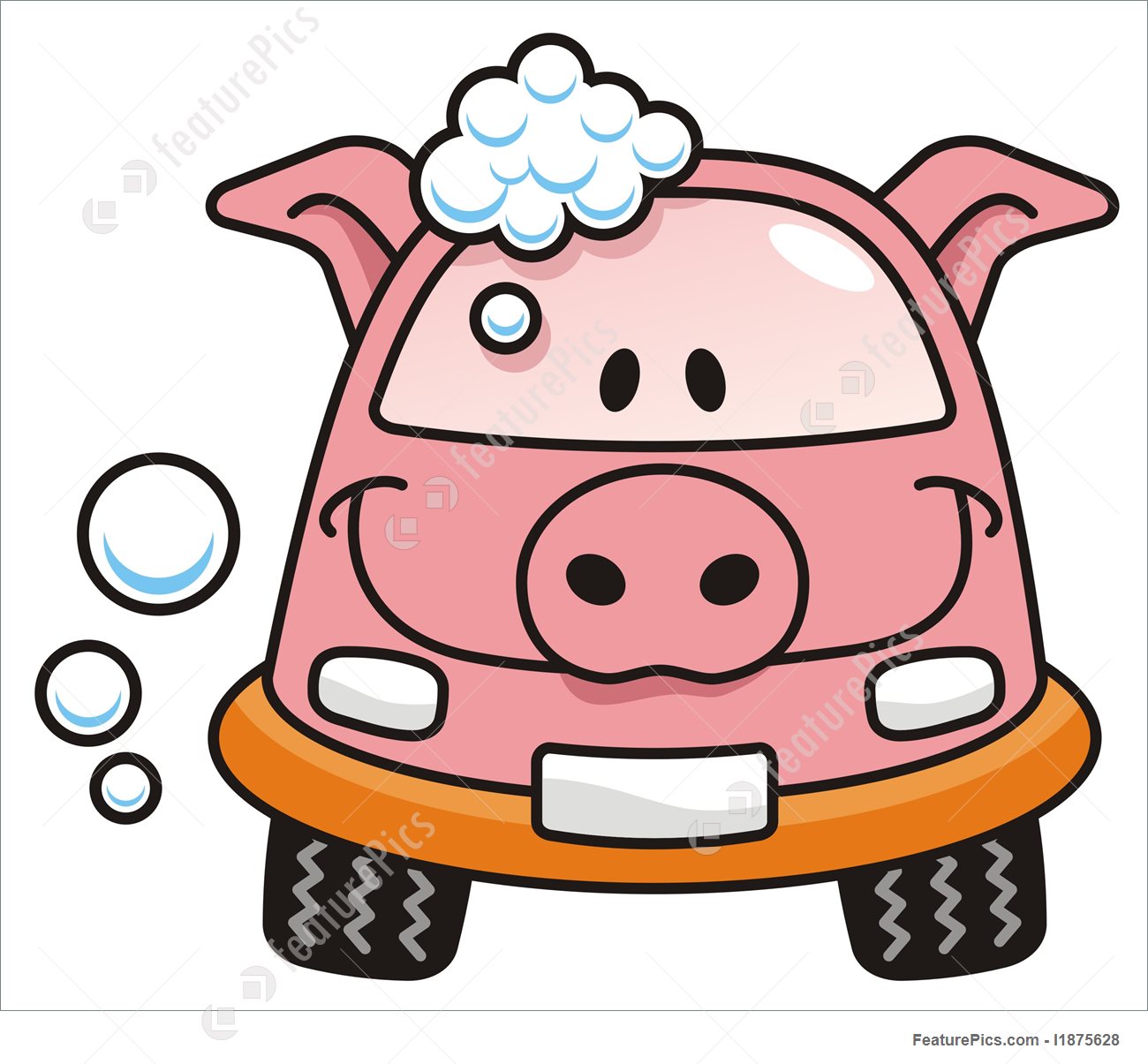 1300x1205 Car Wash Pig Illustration