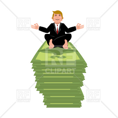 400x400 Business Yoga And Money. Businessman Meditating On Cash. Royalty
