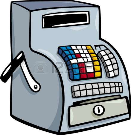 438x450 Cartoon Illustration Of Old Till Or Cash Register Clip Art Royalty