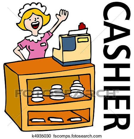 450x470 Clipart Of Fast Food Cashier Worker K4935030