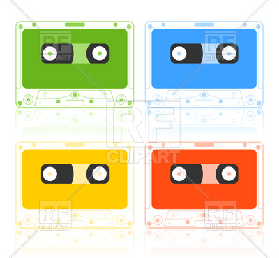 400x369 Retro Cassettes Of Different Colours Royalty Free Vector Clip Art