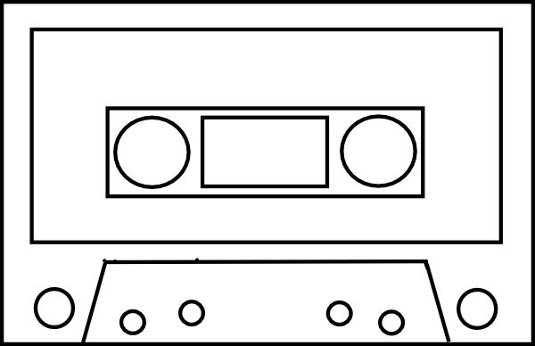 600x388 Audio Cassette Outline (Simple) Clip Art