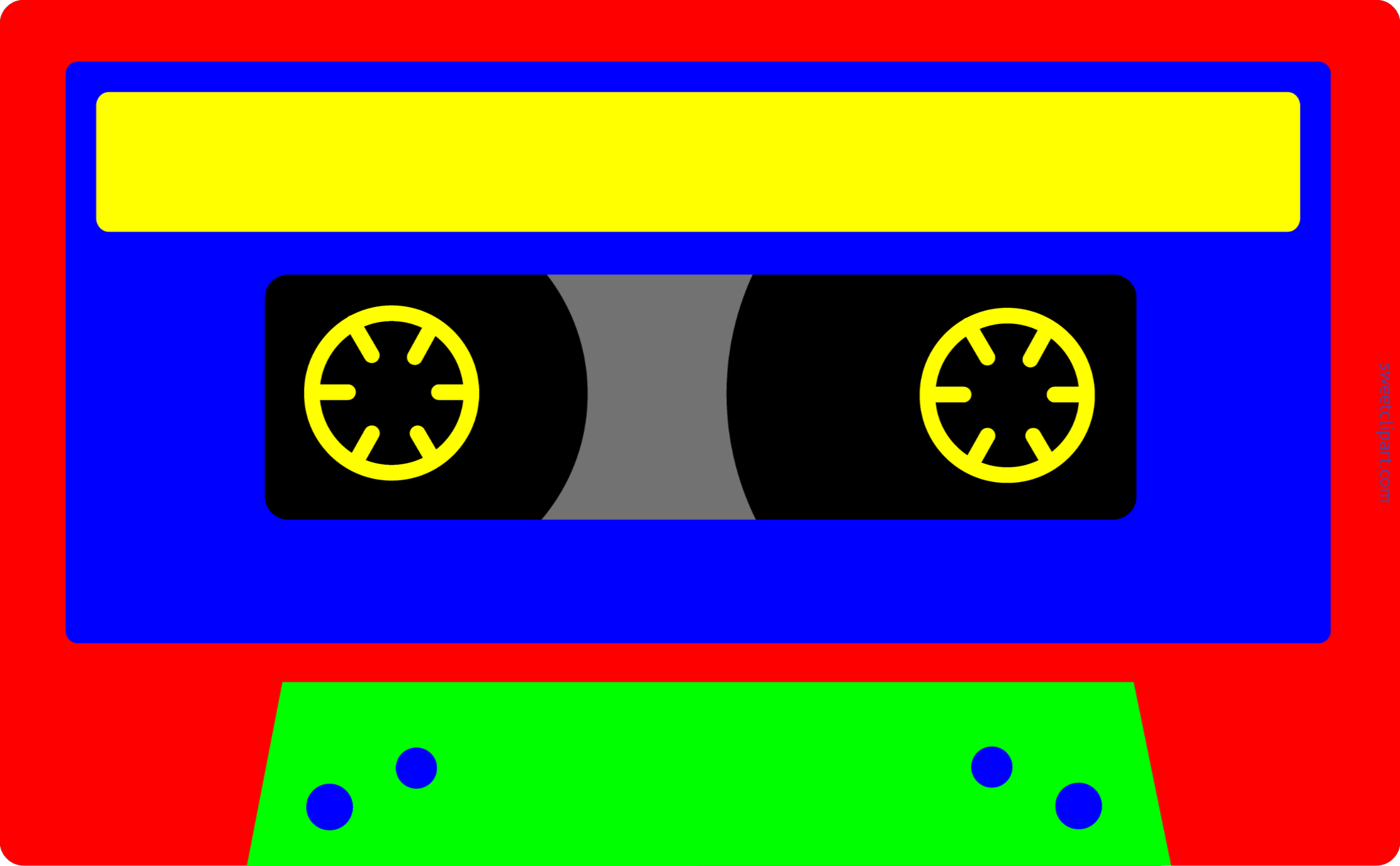 7421x4591 Cassette Tape Colorful Clip Art