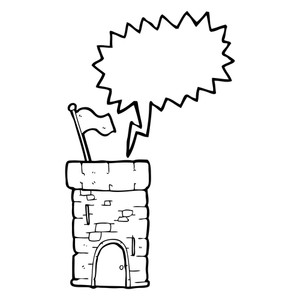 300x300 Freehand Drawn Cartoon Old Castle Tower Royalty Free Stock Image