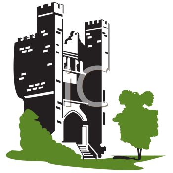350x350 Royalty Free Clipart Image Front Of A Castle