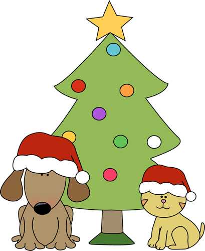 409x500 Christmas Dog And Cat With Christmas Tree. There Are More