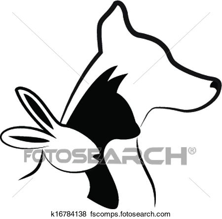 450x445 Clip Art Of Cat Dog And Rabbit Silhouettes Logo K16784138