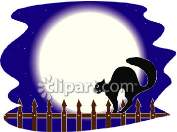 350x261 A Black Cat Walking On An Iron Fence In Front Of A Full Moon