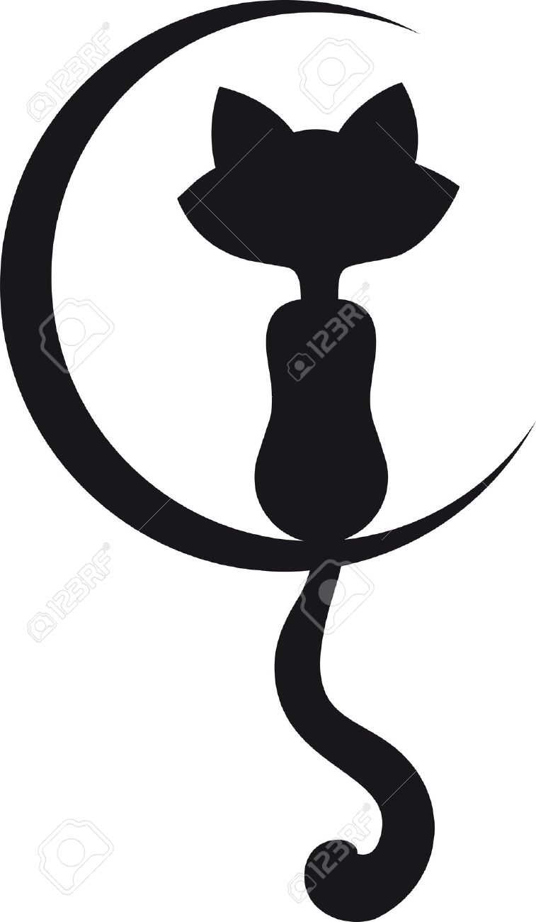 757x1300 Cat And Moon Clipart