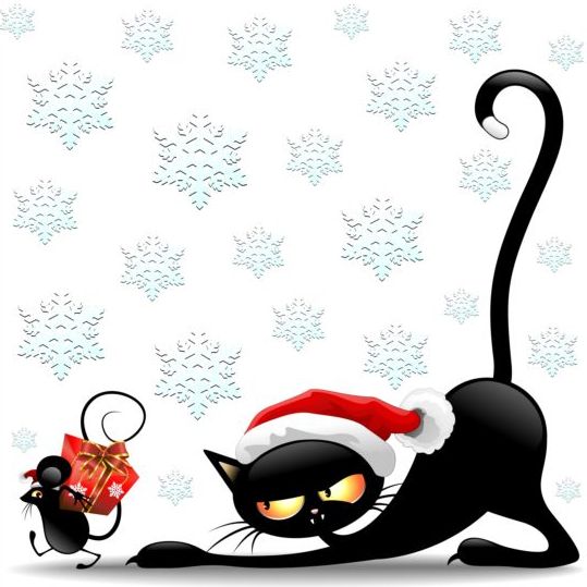 539x539 Christmas Cats And Mouse Cartoon Vector Its Christmas !!! Clip