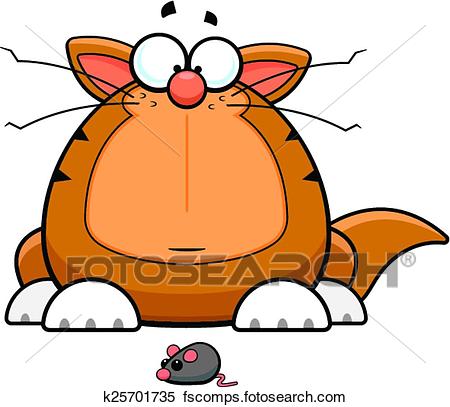 450x407 Clipart Of Cartoon Funny Cat With Toy Mouse K25701735