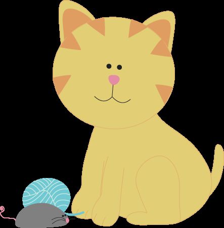 443x451 Elegant Cat Clipart Cat With Yarn And A Toy Mouse Clip Art Cat
