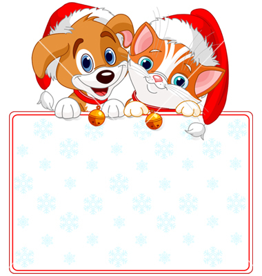 380x400 Christmas Cat And Dog Clipart