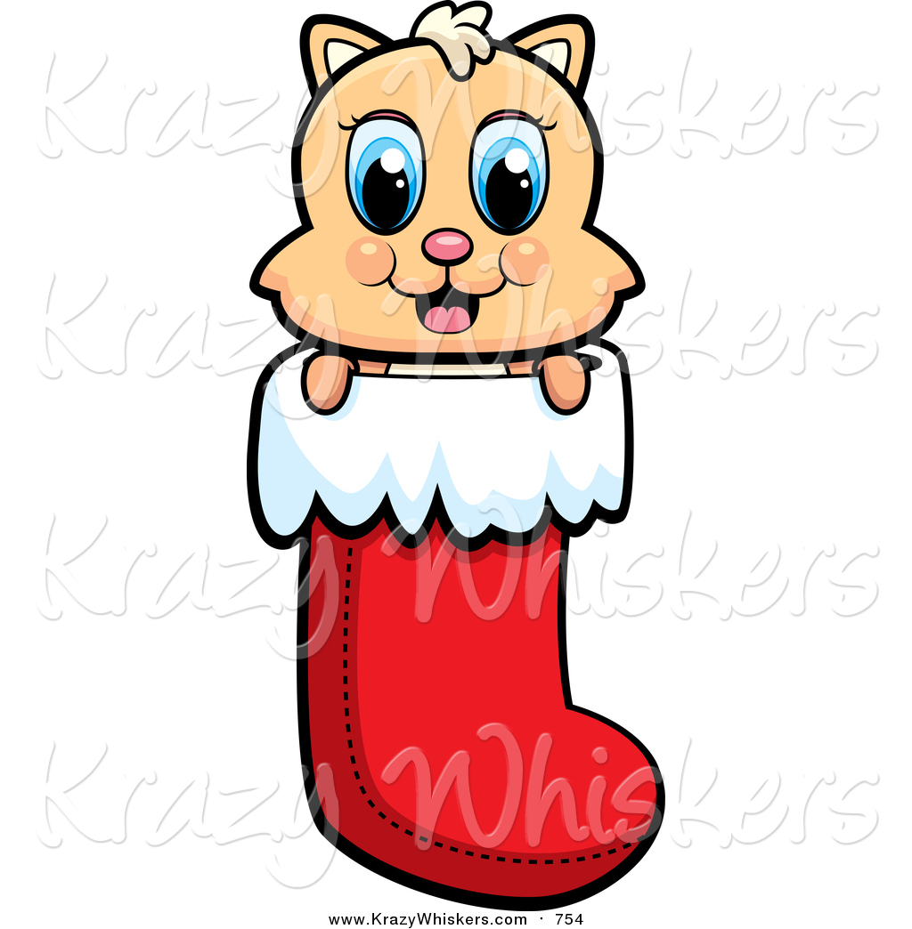 1024x1044 Cat In Stocking Christmas Clipart