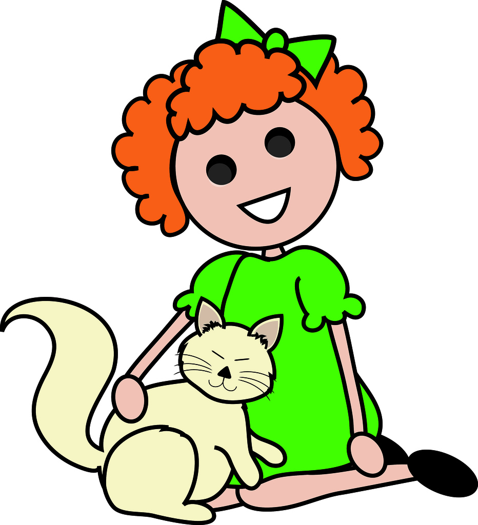 932x1024 Clip Art Illustration Of A Red Haired Cartoon Girl Sitting