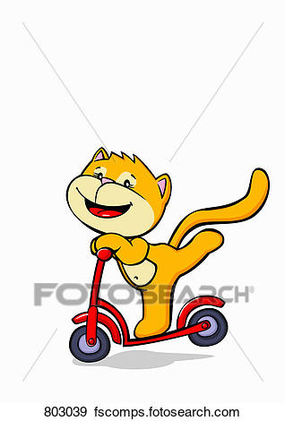 318x470 Clip Art Of A Cat Riding A Push Scooter 803039