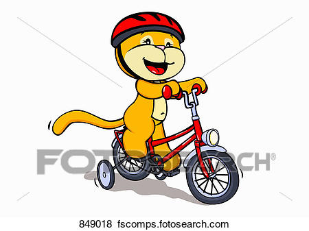 450x337 Clip Art Of A Cartoon Cat Riding A Bicycle 849018