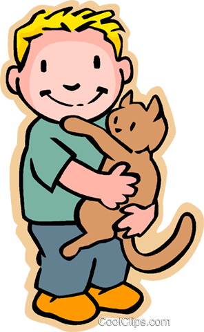 296x480 Little Boy With Cat Royalty Free Vector Clip Art Illustration