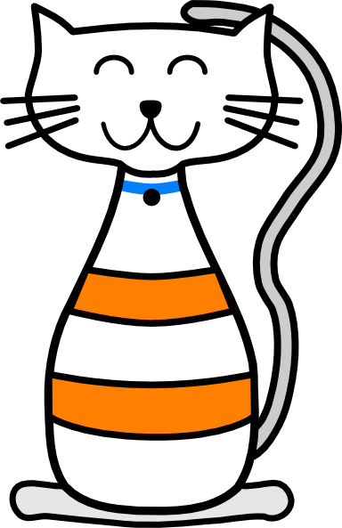 384x593 Smiling Striped Cat Character Clip Art