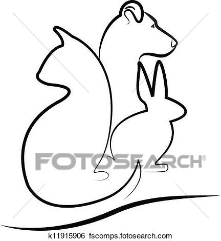 432x470 Clip Art Of Cat, Dog And Bunny Silhouette Logo K11915906