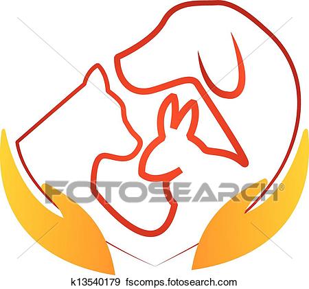 450x421 Clip Art Of Hands Protect Cat Dog And Rabbit K13540179
