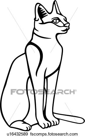 290x470 Clip Art Of , Cat, Feline, Egyptian, Animal, U16432589