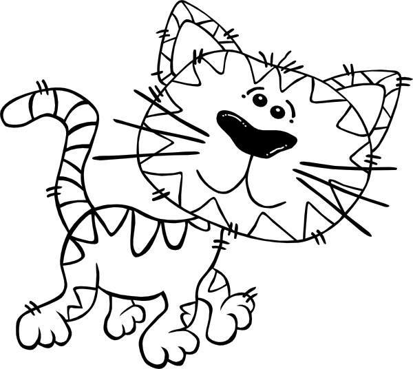 600x536 Cartoon Cat Walking Outline Clip Art