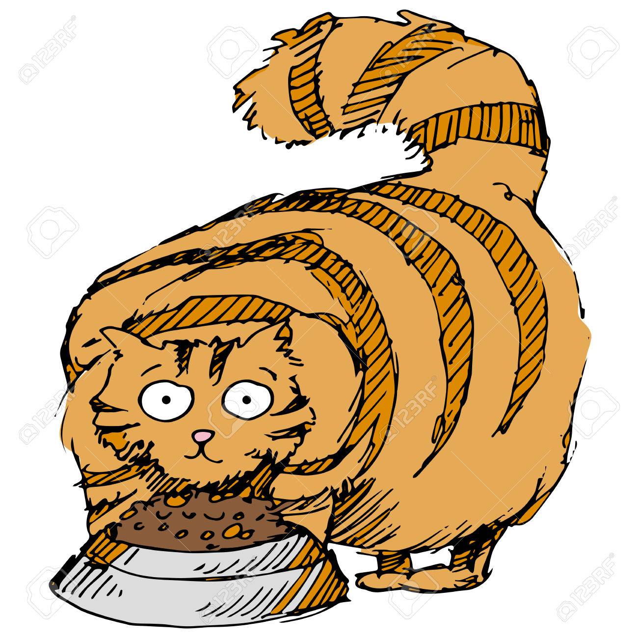 1300x1300 An Image Of A Fat Cat Eating Food. Royalty Free Cliparts, Vectors