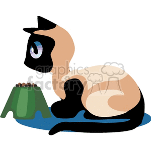 300x300 Royalty Free Siamese Kitten Eating From A Green Bowl 131144 Vector
