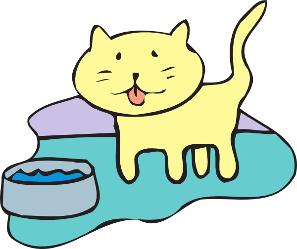 600x504 Cat And Water Bowl Clip Art