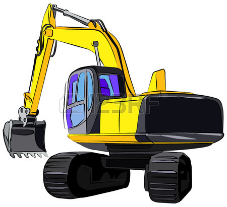 450x411 Tracked Excavator Vector Illustration Isolated On White Background
