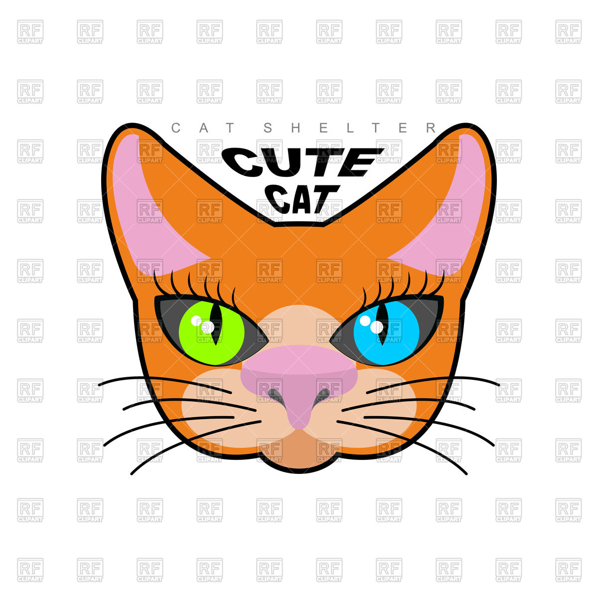 1200x1200 Cute Cat Face Royalty Free Vector Clip Art Image