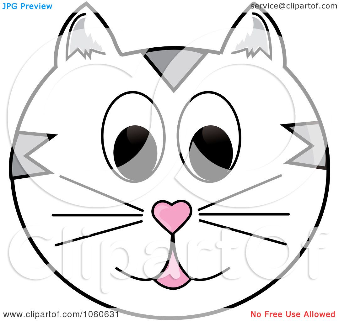 1080x1024 Royalty Free Vector Clip Art Illustration Of A White Cat Face By