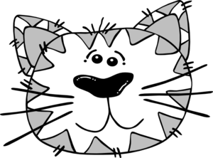 300x222 Grey And White Cat Face Clip Art