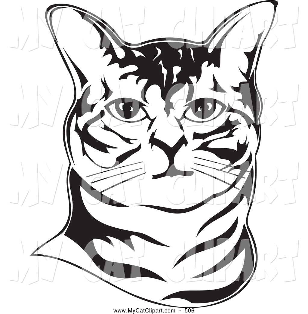Cat Face Clipart Black And White Free download on ClipArtMag