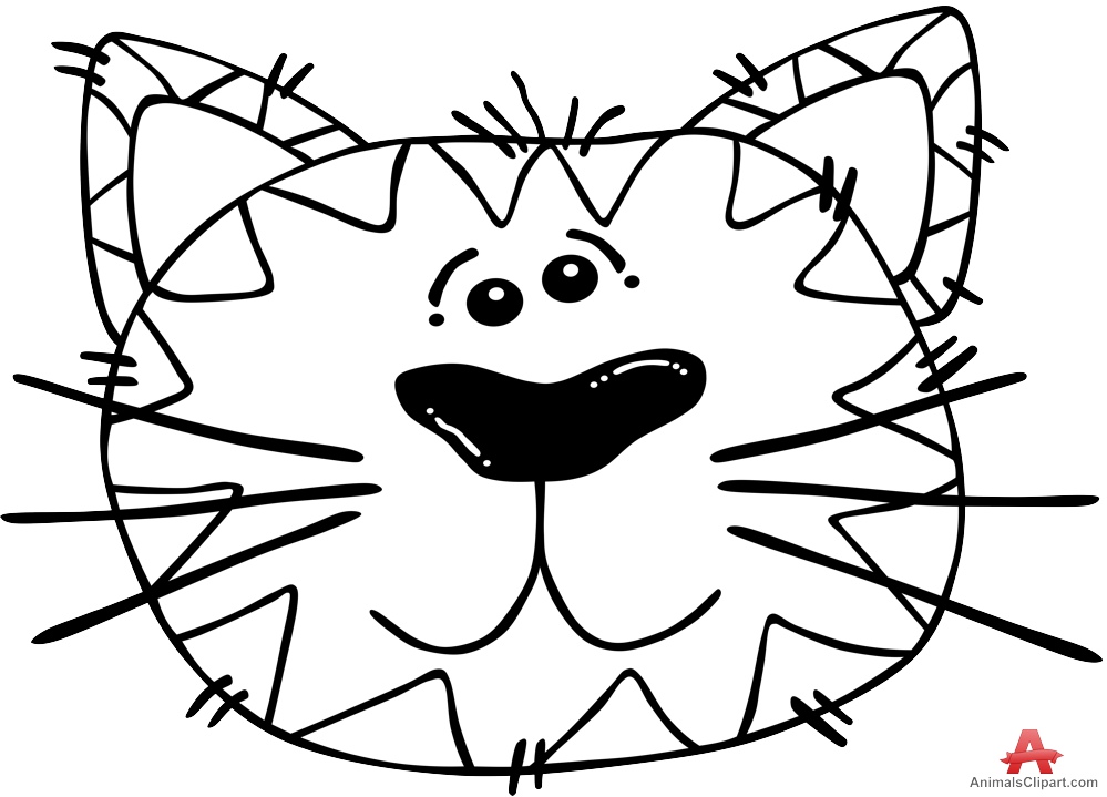 999x719 Cat Face Clipart Black And White