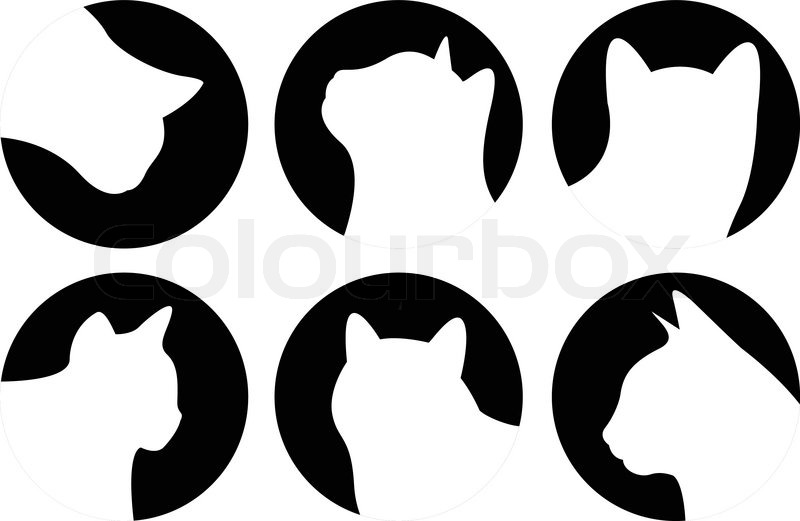 800x521 Heads Of Cats, Logo Cats, Cat Buttons, Cat Icon Stock Vector
