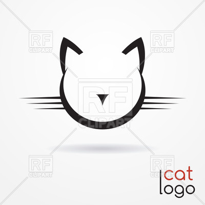 400x400 Stylized Simple Silhouette Of Cat's Face Royalty Free Vector Clip