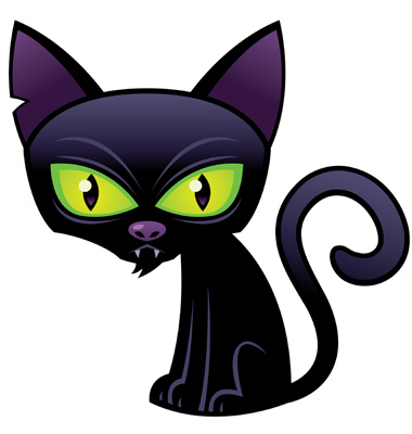 380x400 Halloween Black Cat Vector Cartoon Illustration