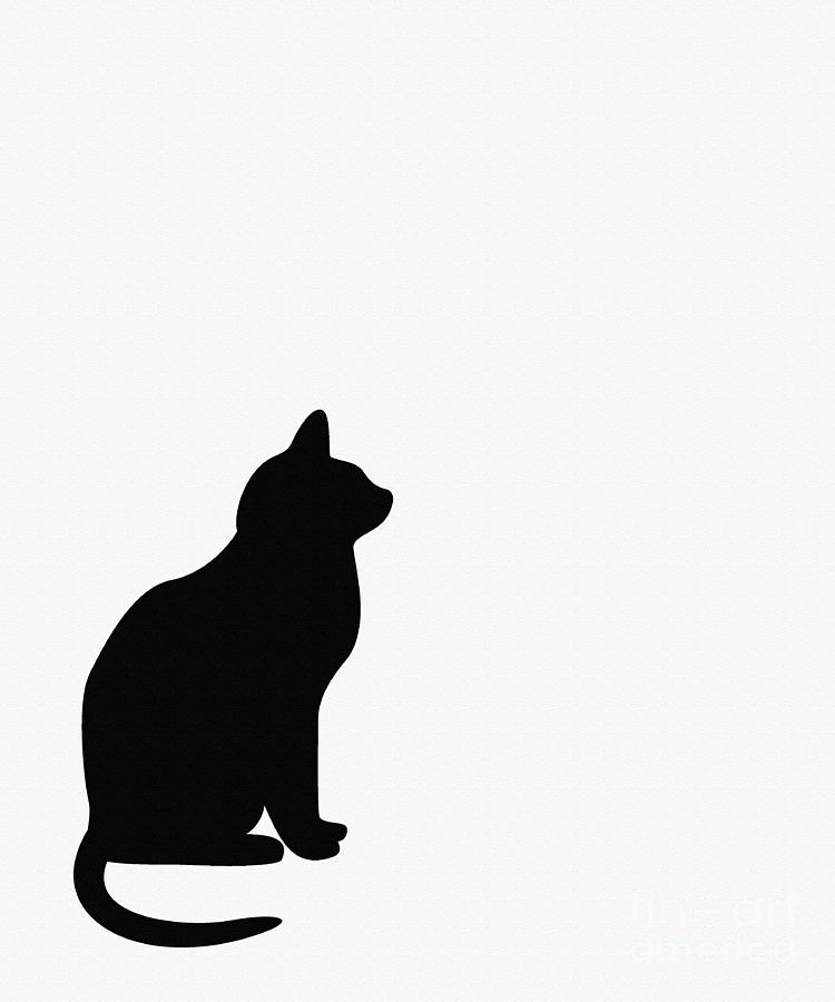 750x900 Black Cat Silhouette On A White Background Digital Art By Barbara