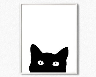 340x270 Black Cat Print Etsy