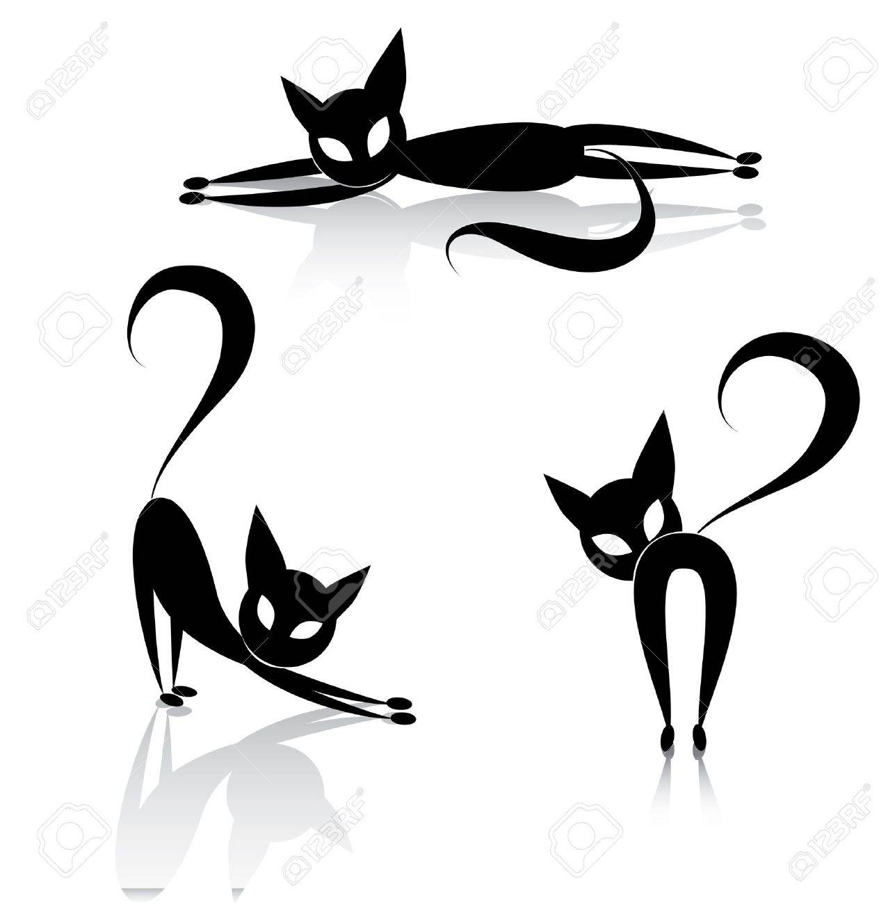 1277x1300 Black Cat Icon Silhouette Collection Animal Set Sketch Kitty