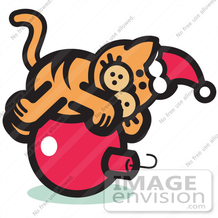 450x450 Royalty Free Cartoon Clip Art Of An Orange Cat Wearing A Santa Hat