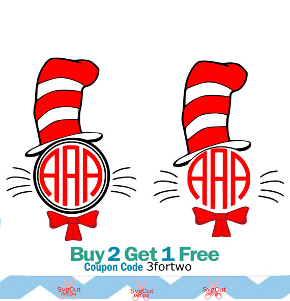 570x590 Cat In The Hat Svg, Dr Seuss, Monogram, Shirt Design, Svg Files